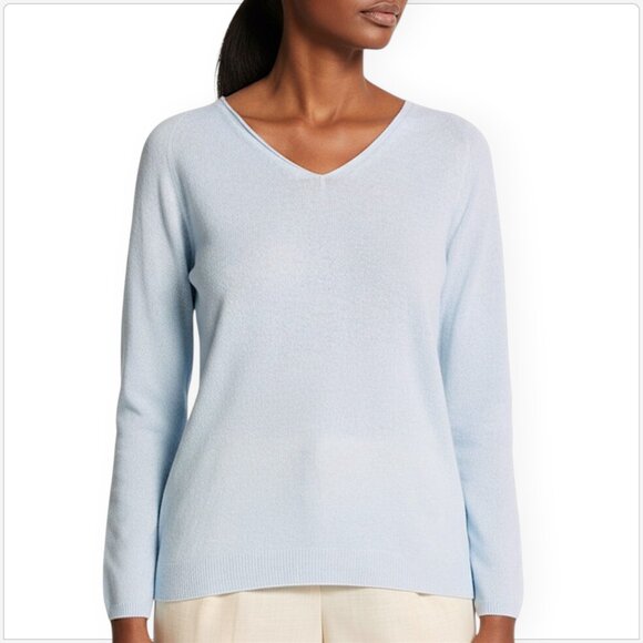 Max Mara Light Blue Smirne Sweater Lightweight Cashmere Wool Blend NWT New XS - Picture 1 of 7